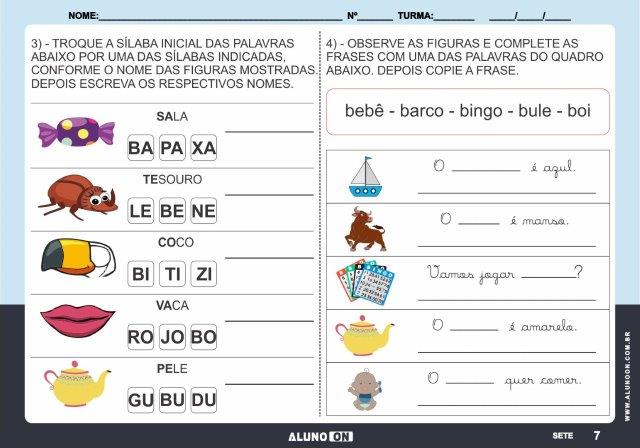 atividades de alfabetização 2 ano com sílabas