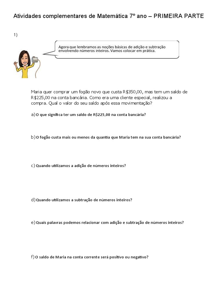 frações e decimais 7 ano atividades
