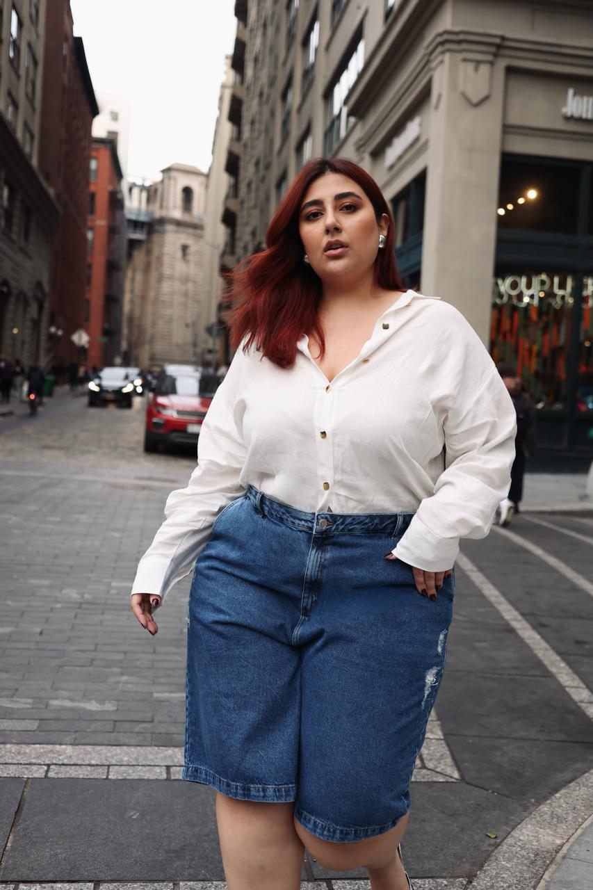 bermuda feminina plus size cintura alta
