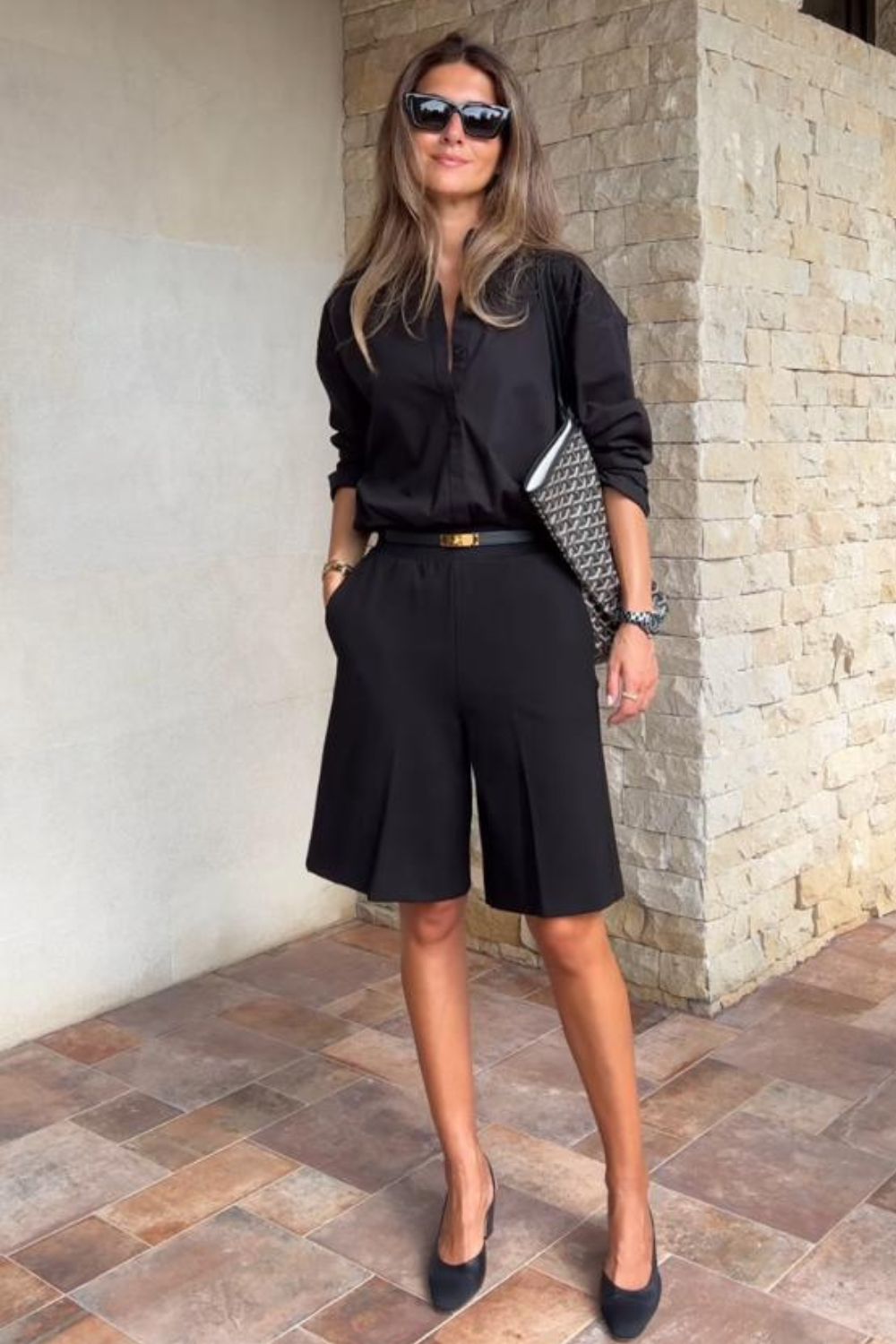 bermuda feminina social bege