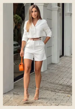 bermuda feminina social com cinto