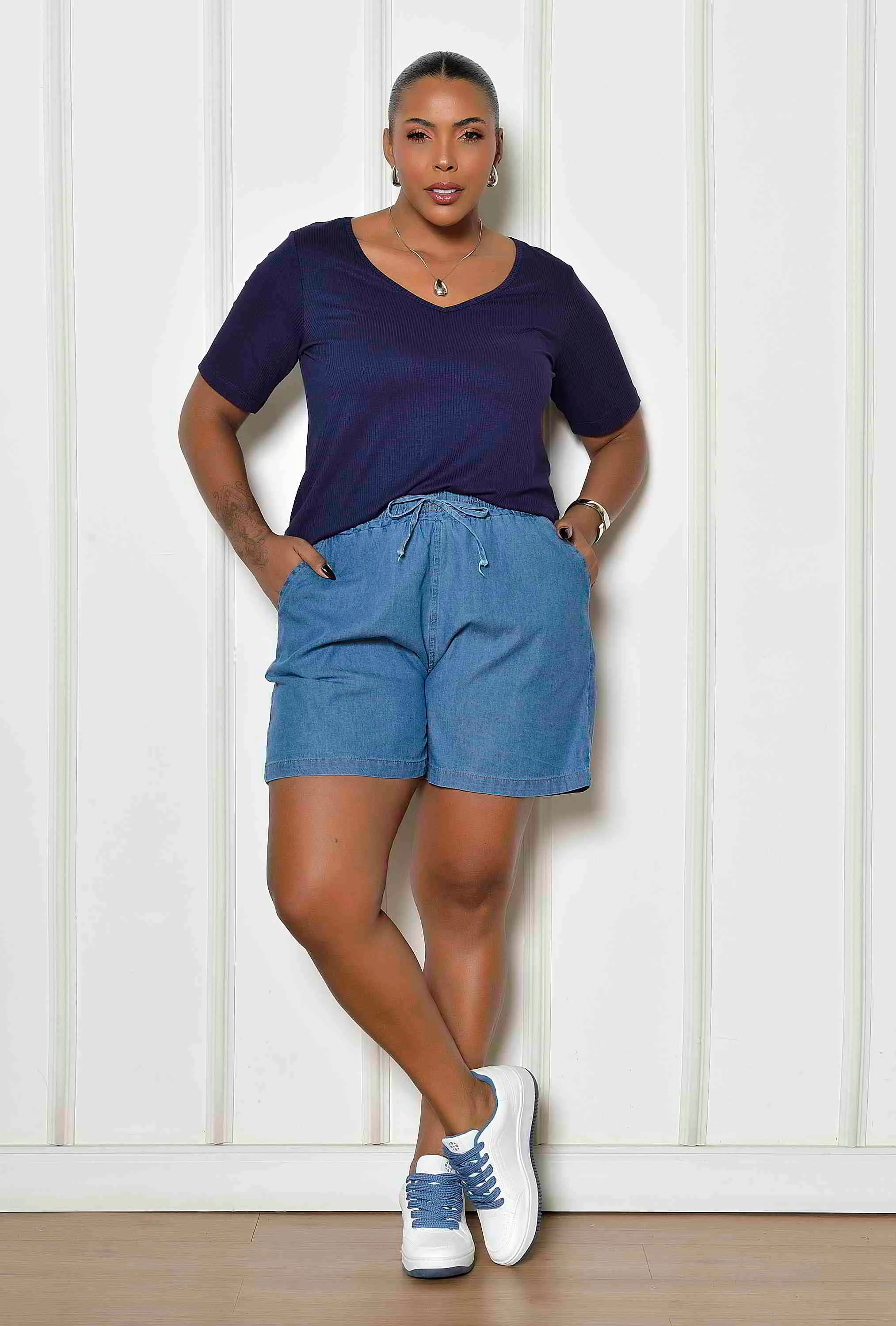 Bermuda de sarja plus size