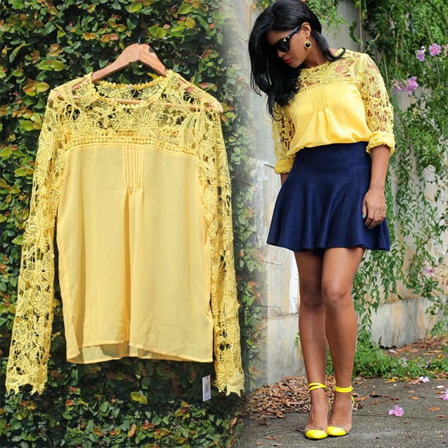 blusa amarela casual