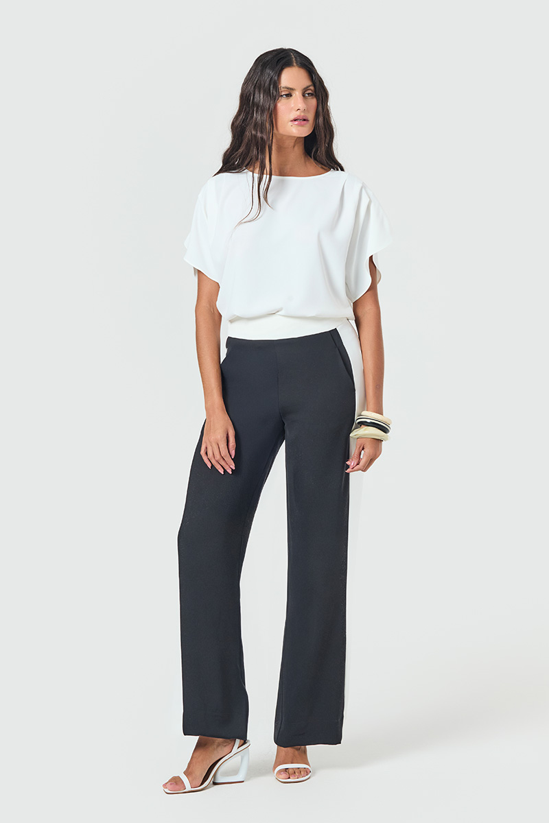 blusa crepe bege