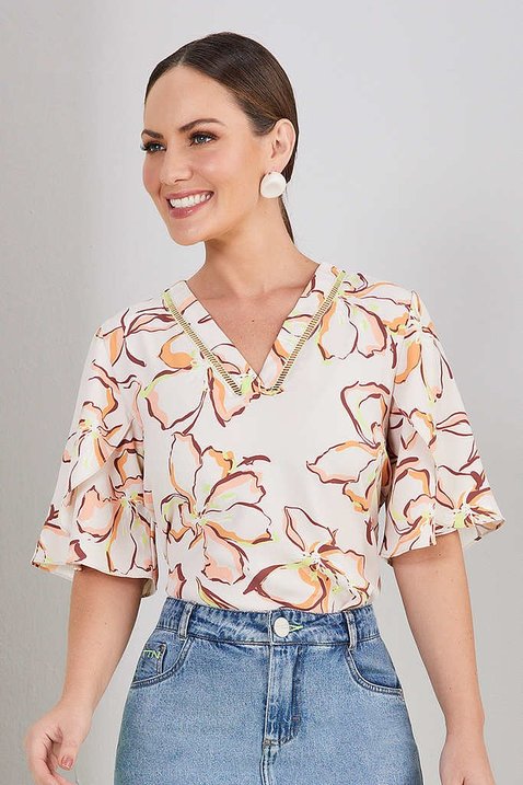 blusa crepe social