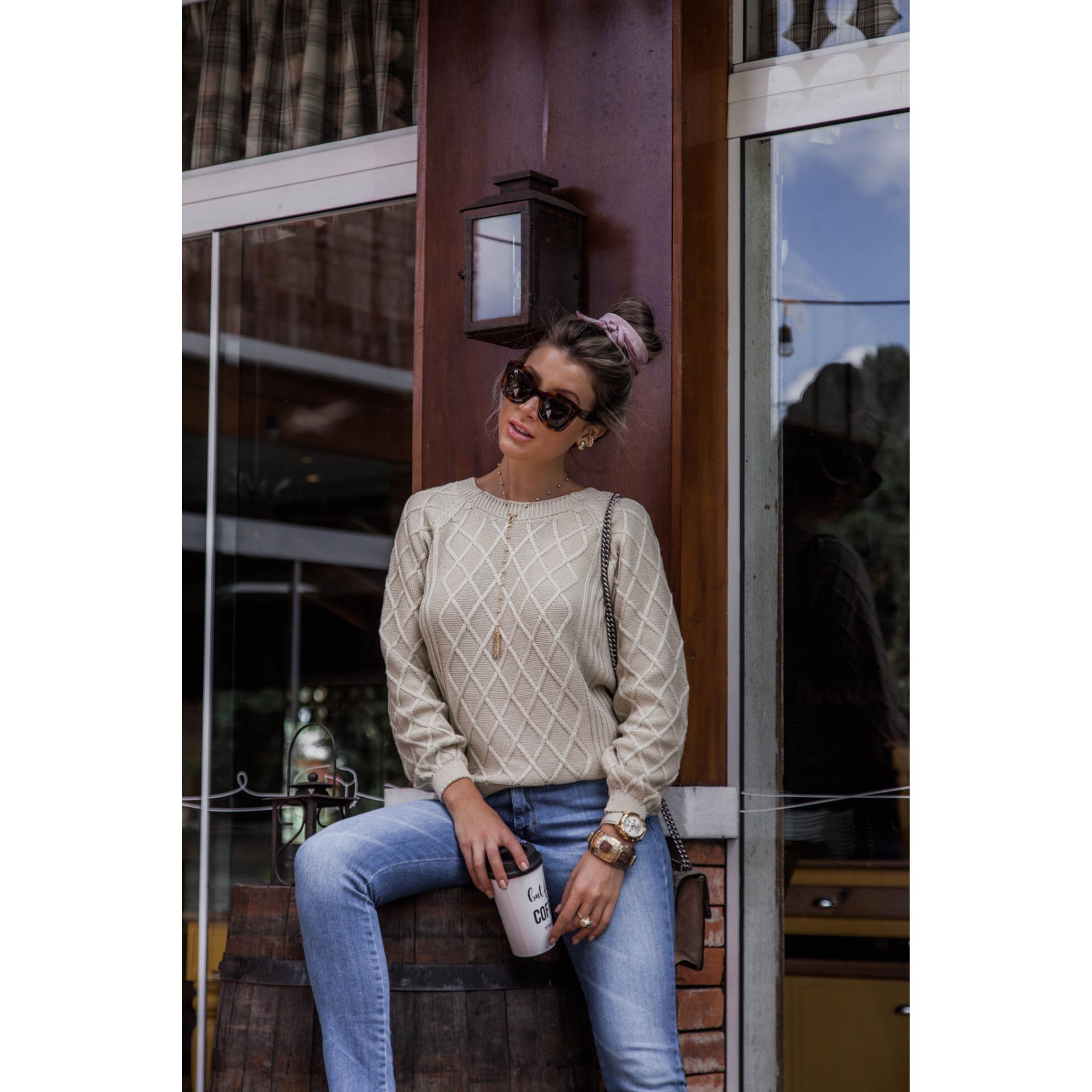 blusa de cetim manga longa