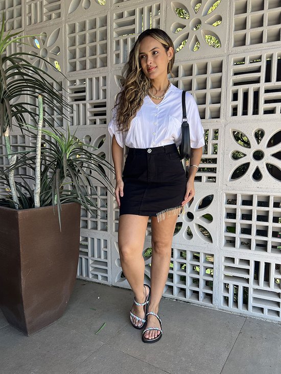 saia midi com blusa de viscose