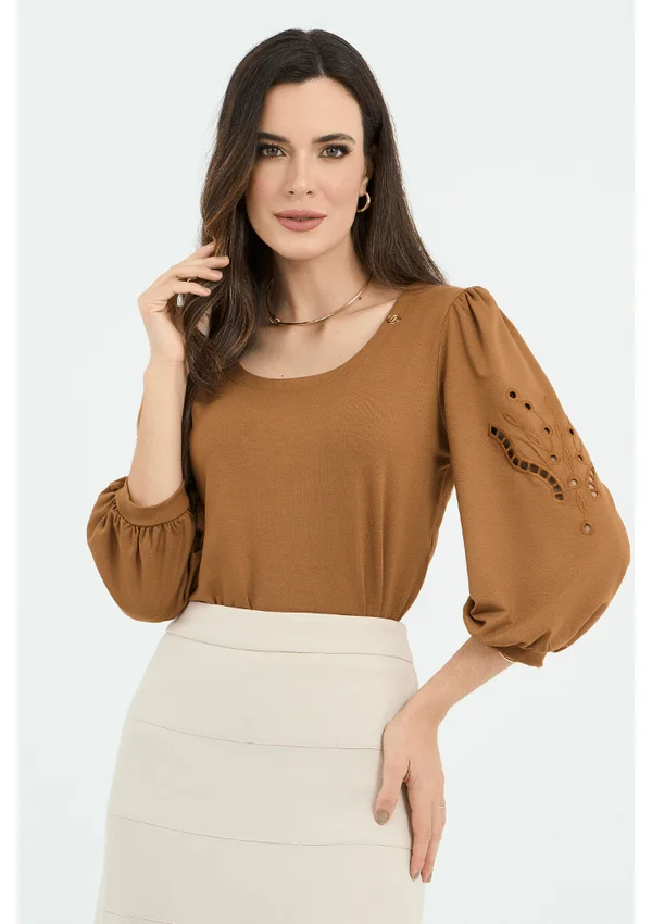 blusa manga 3/4 plus size