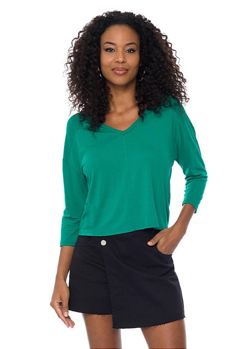 blusa de tricô manga 3/4