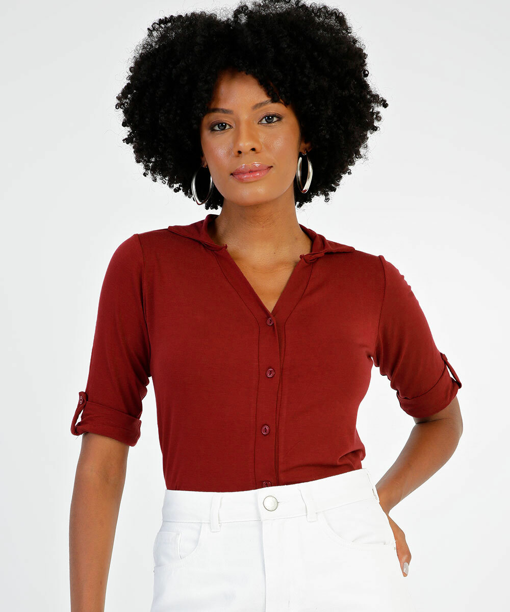 blusa de malha manga 3/4