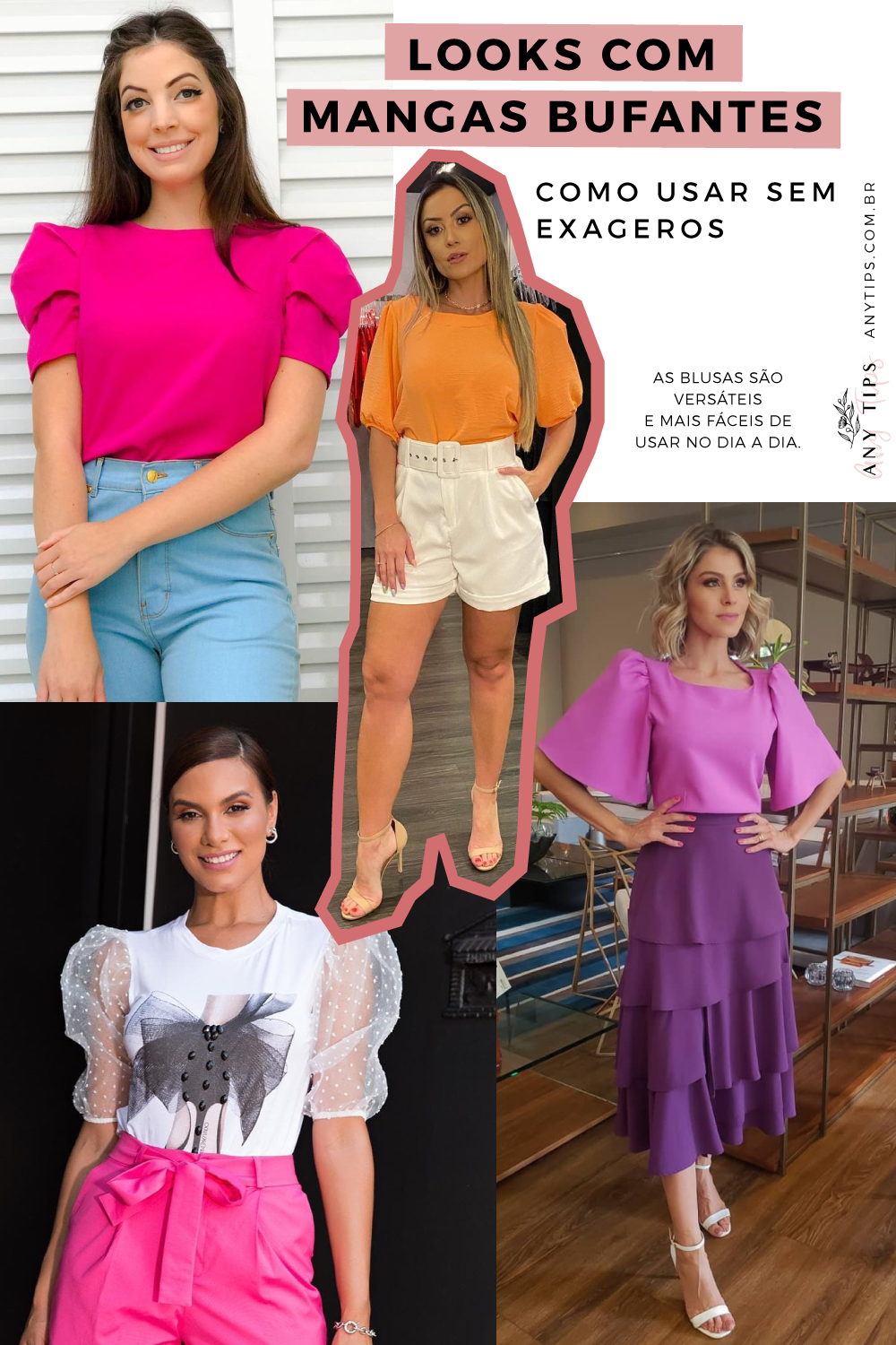 blusa manga bufante estampada