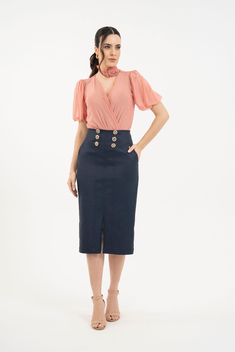 looks com manga bufante para trabalho