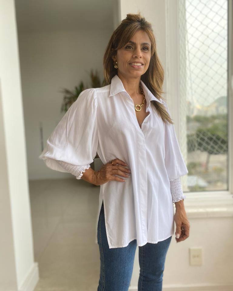 blusa social branca feminina manga longa