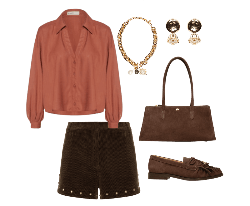 blusa terracota manga longa