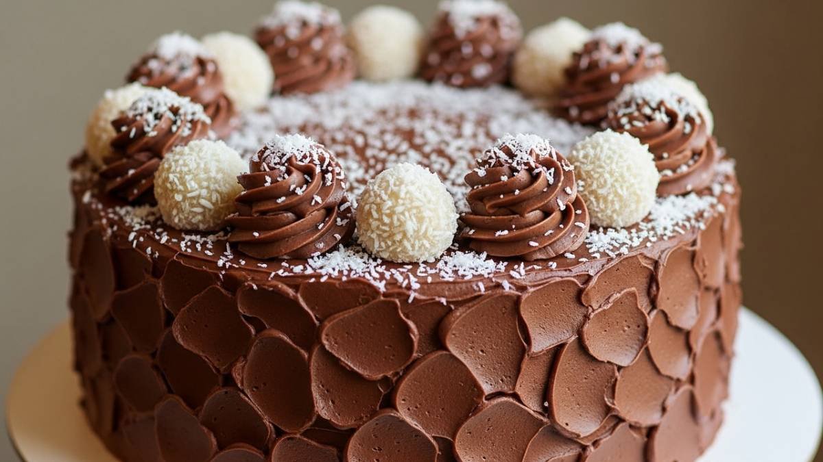 Bolo Prestígio com massa de chocolate molhadinha