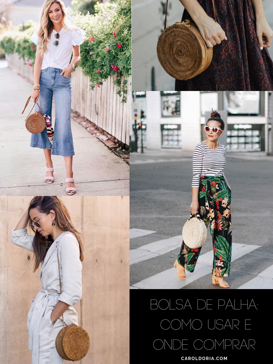 bolsa de palha redonda grande