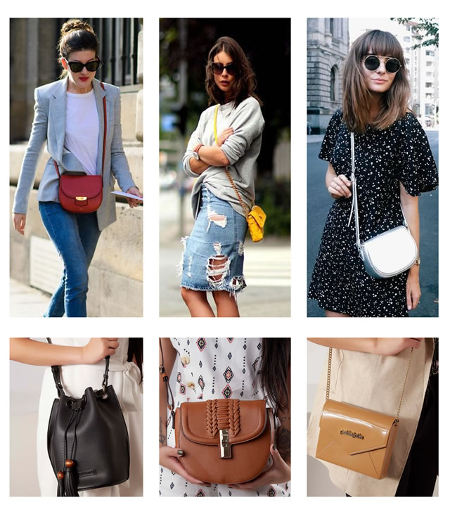 bolsa transversal de couro looks