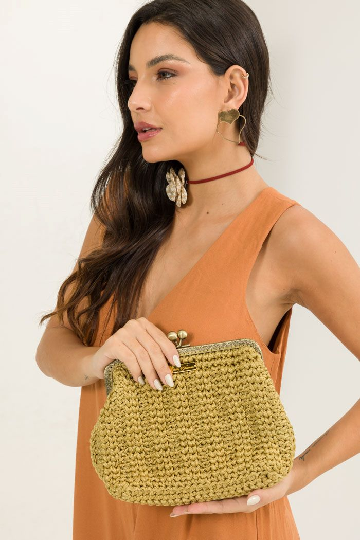 bolsas de crochê com fio de malha