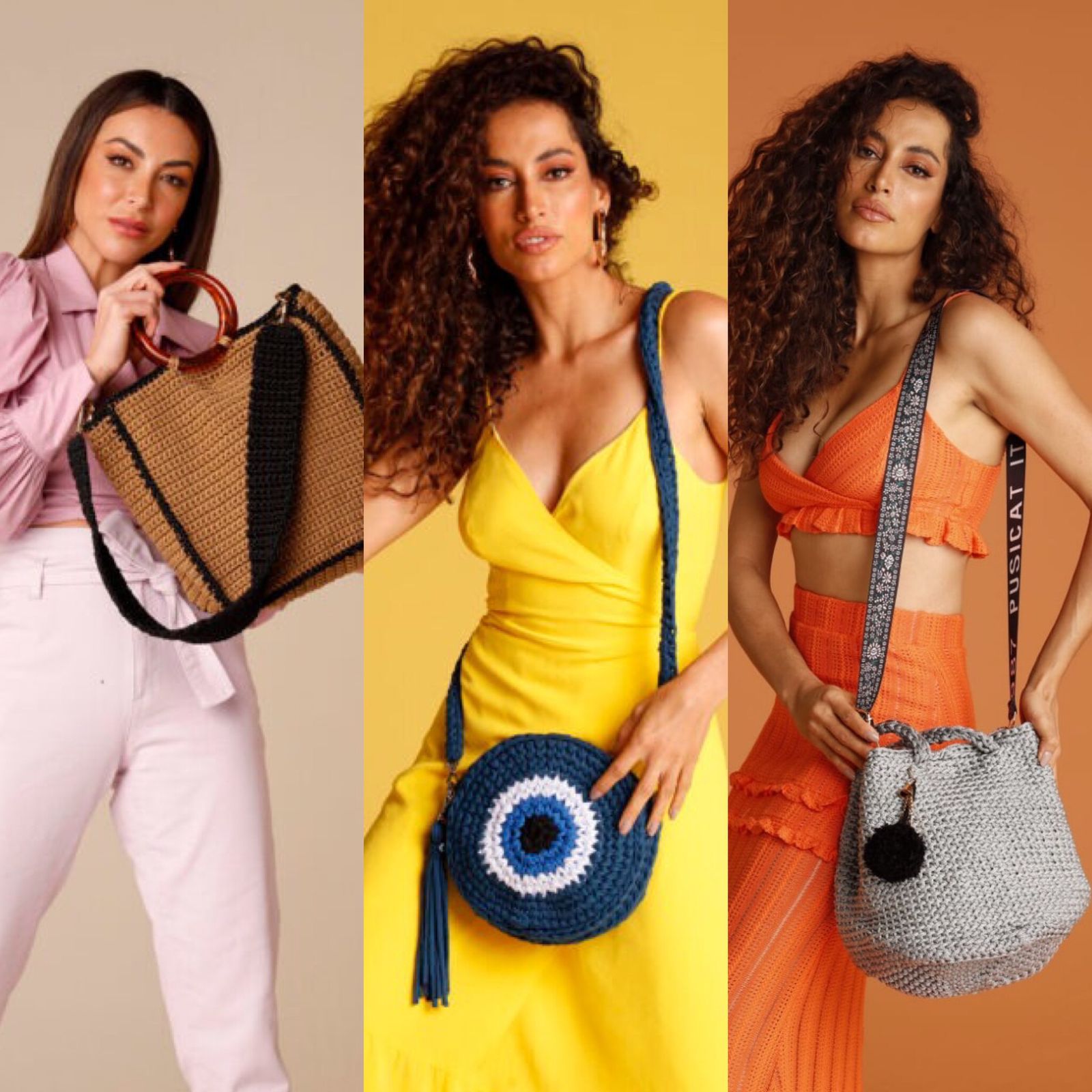 bolsas de crochê com fio náutico
