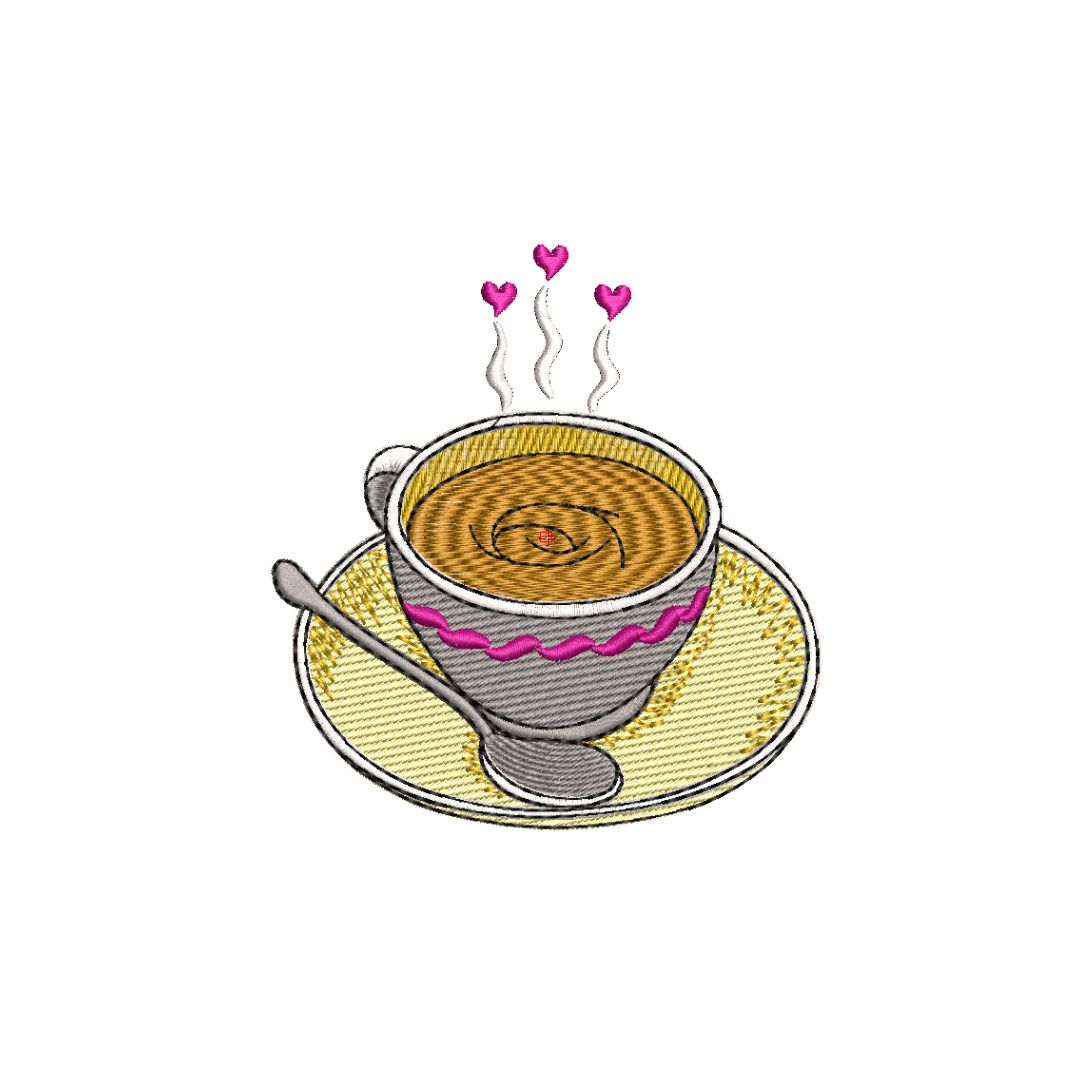 bordado xícara de café