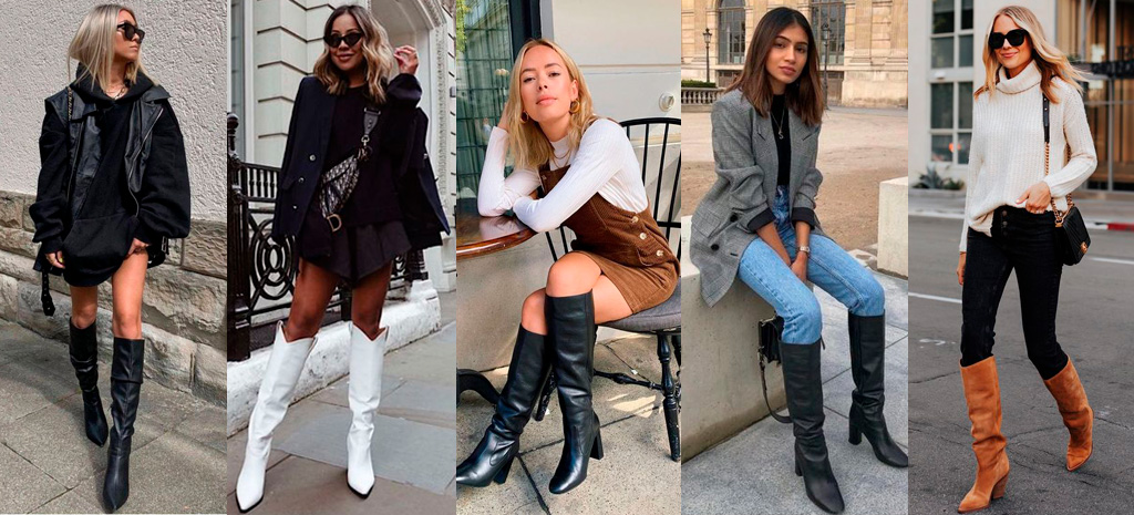 bota de cano alto com calça jeans