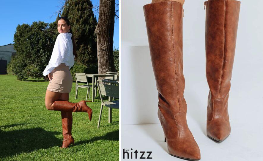 bota cano alto salto fino camurça