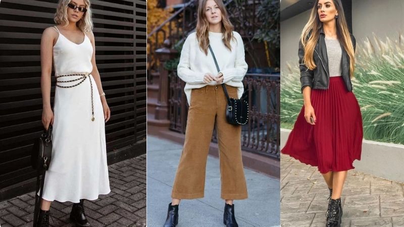 bota cano curto com vestido
