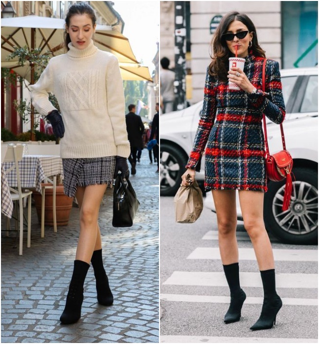 bota meia com vestido