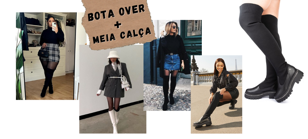 bota over preta com legging