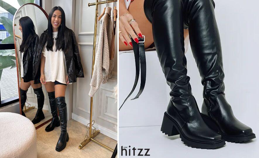 looks com coturno preto
