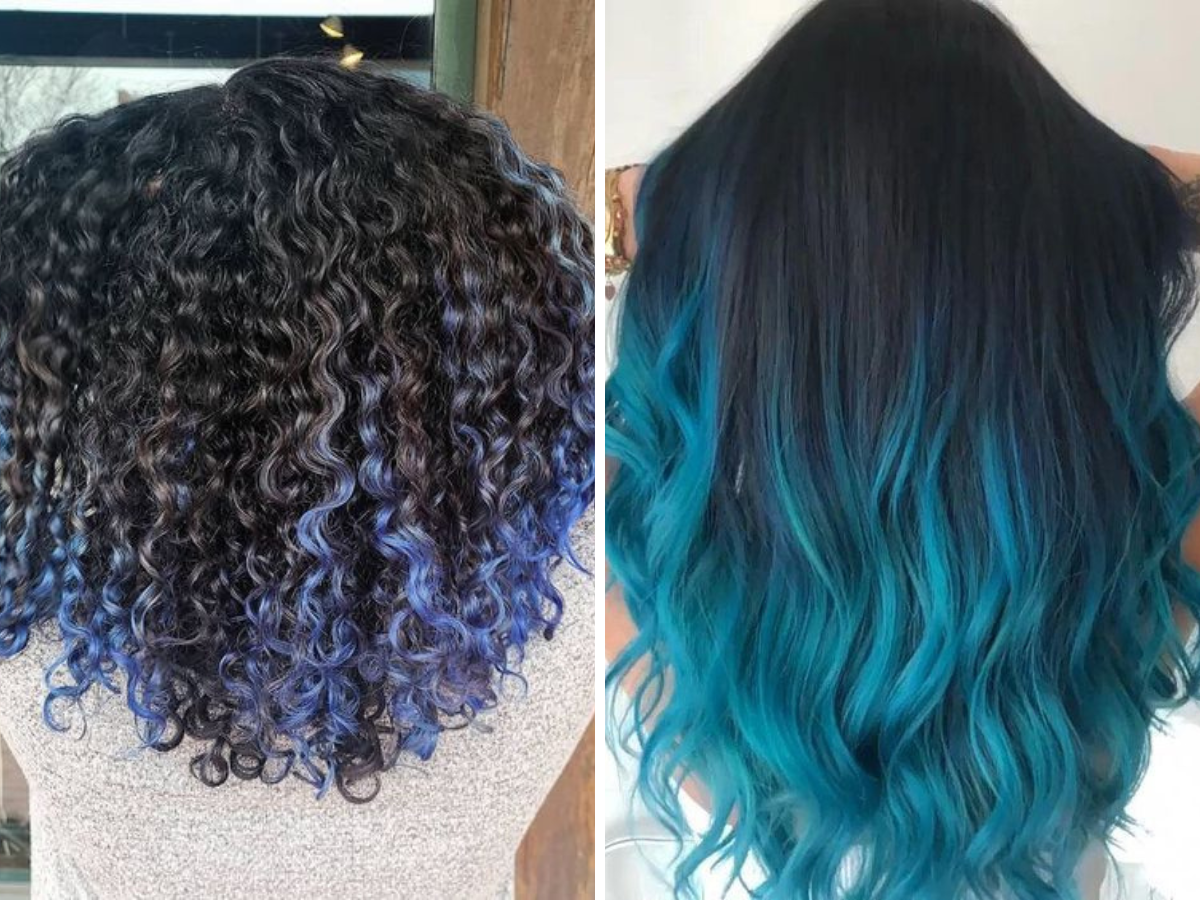cabelo azul turquesa pontas