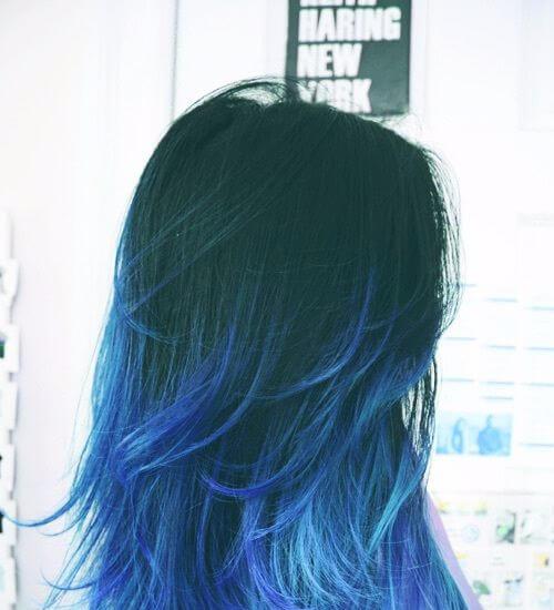 cabelo azul turquesa pontas