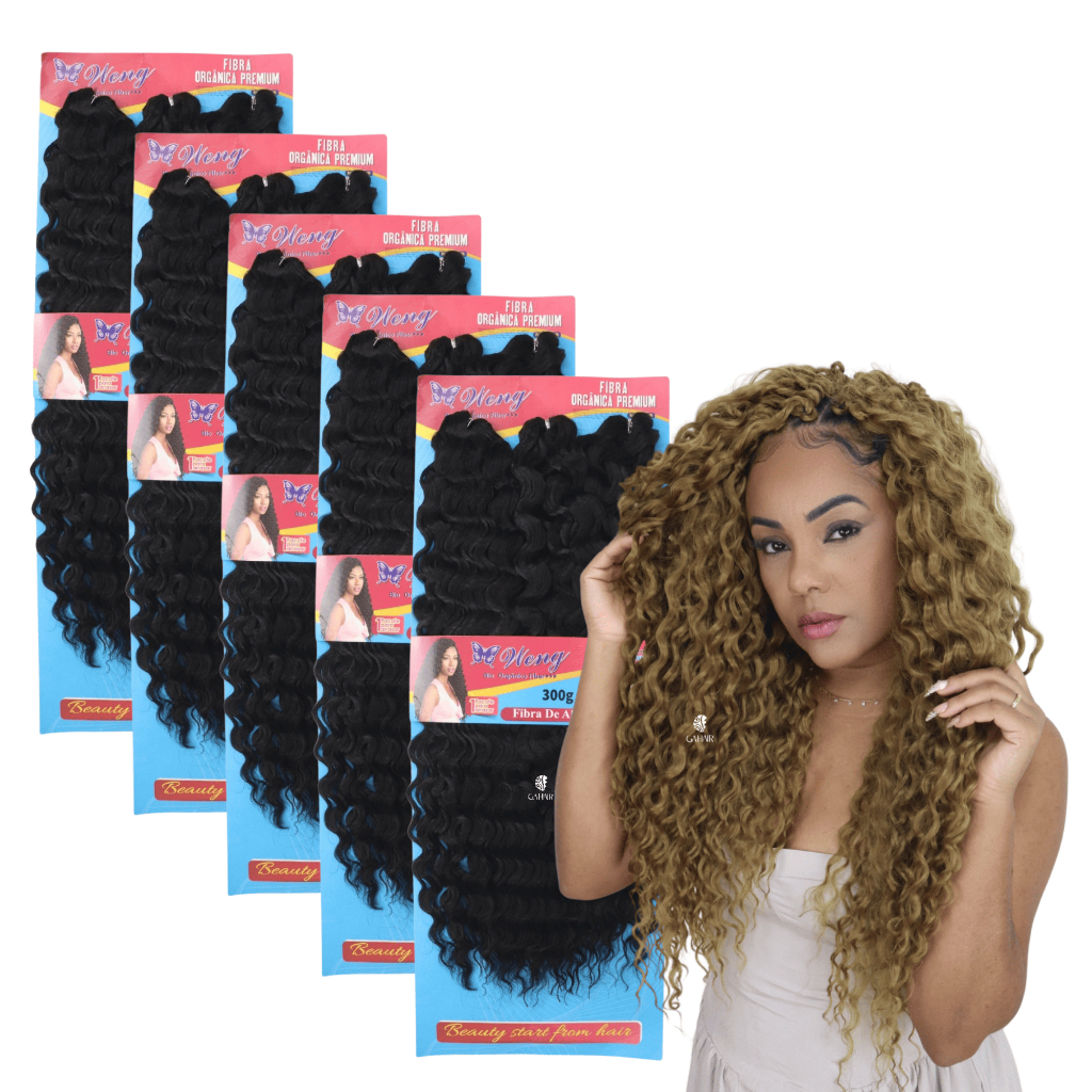 Cabelo cacheado azul pastel