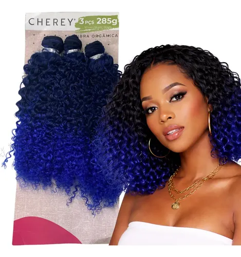 Cabelo cacheado azul petróleo