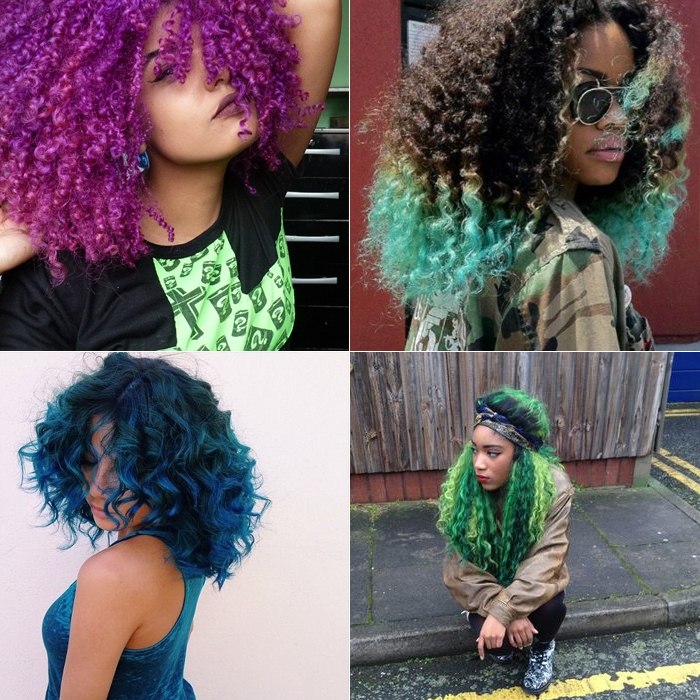 tendências cabelo cacheado colorido