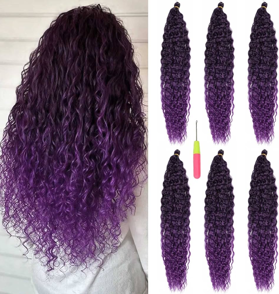 Cabelo cacheado com pontas roxas