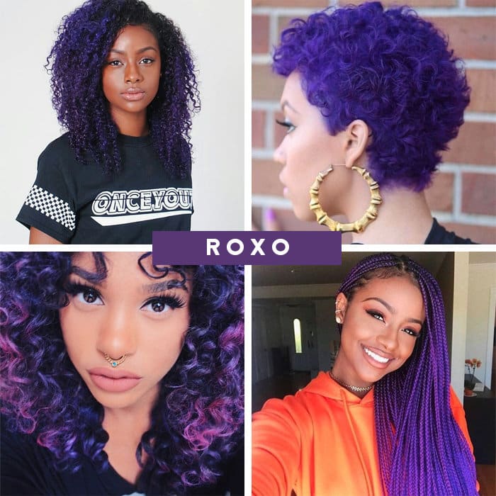Cabelo cacheado roxo fantasia