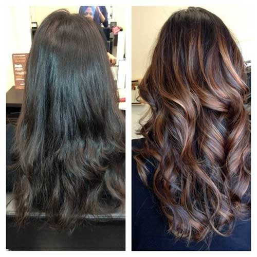 cabelo castanho com mechas ruivas