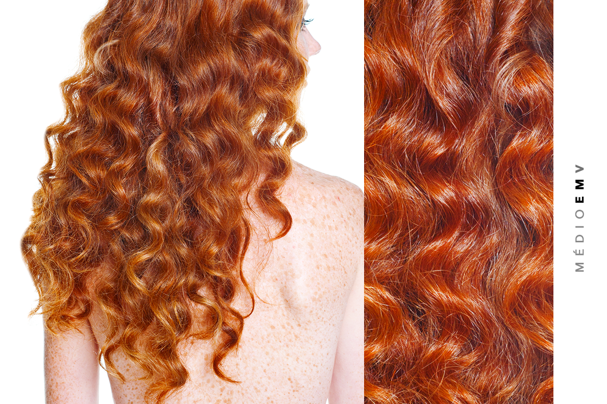 cabelo castanho com mechas ruivas