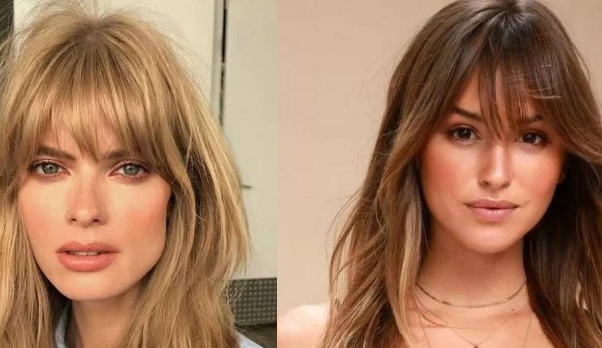 cabelo comprido com franja