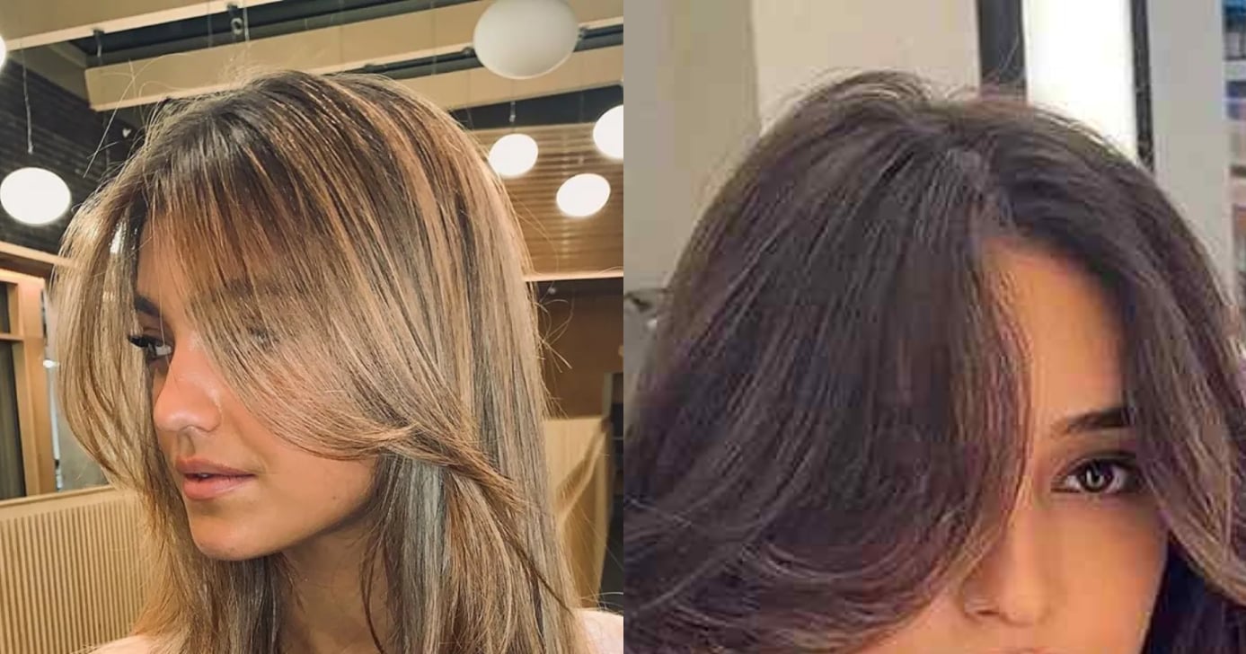 cabelo comprido com franja