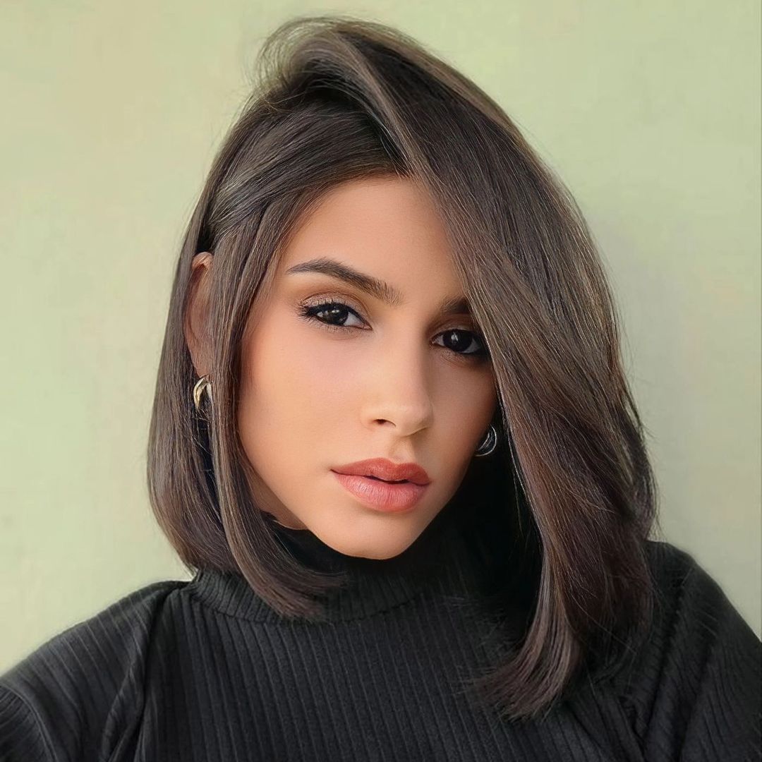 franja lateral longa cabelo liso
