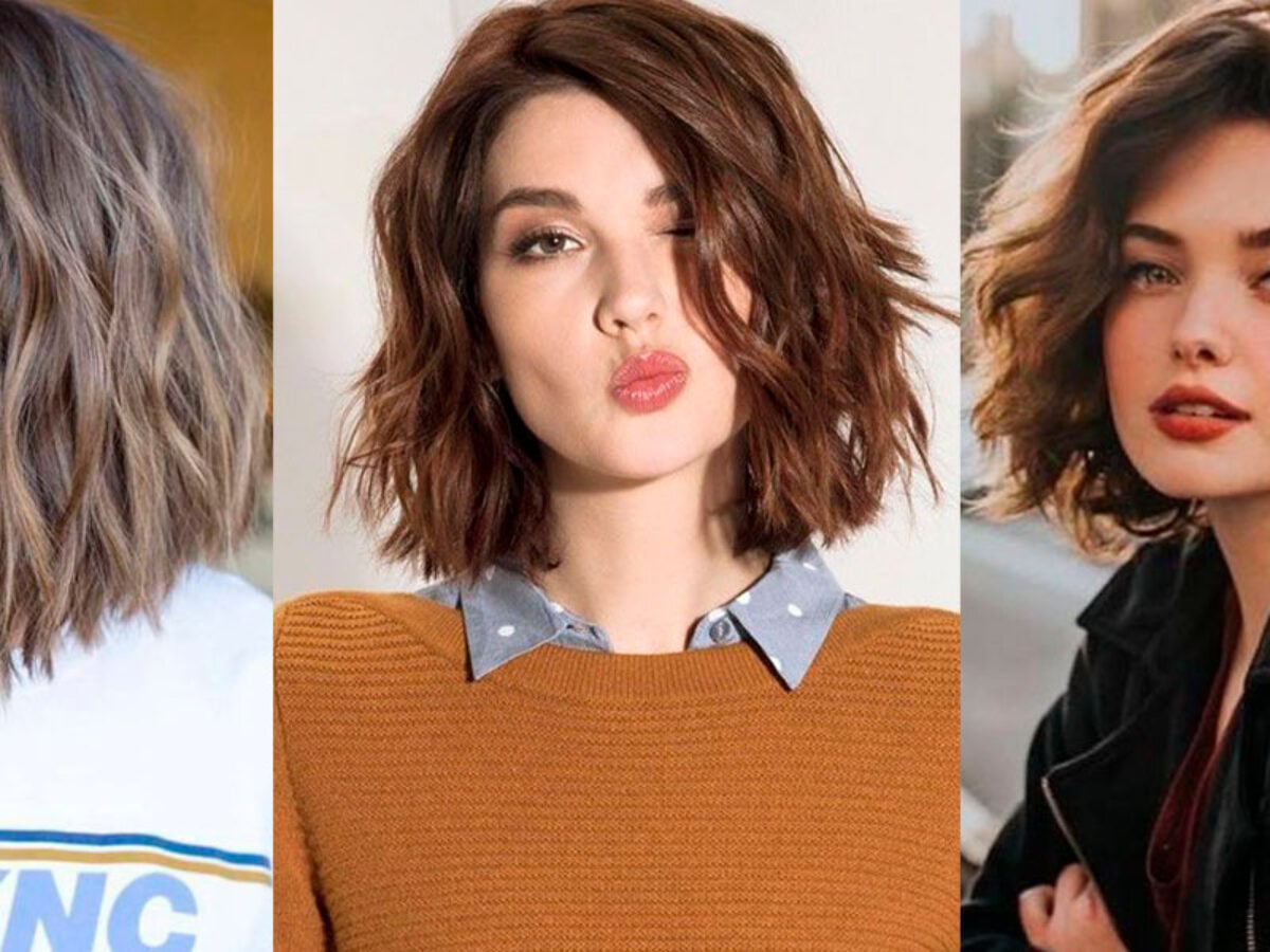 cabelo curto com mechas marrom