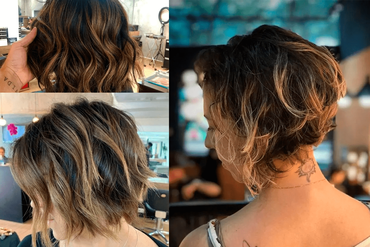 cabelo curto morena iluminada