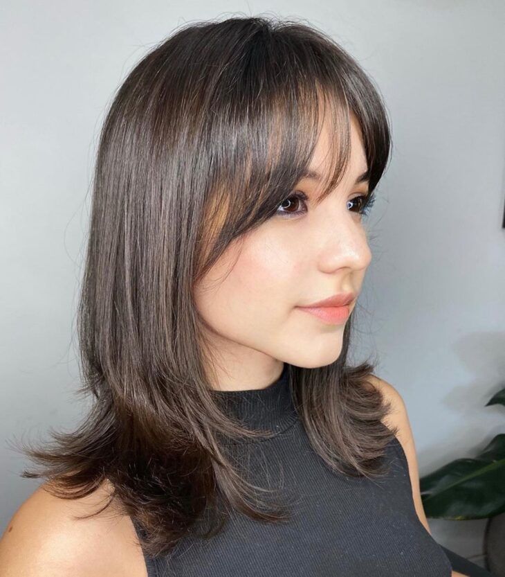 cabelo médio com franja