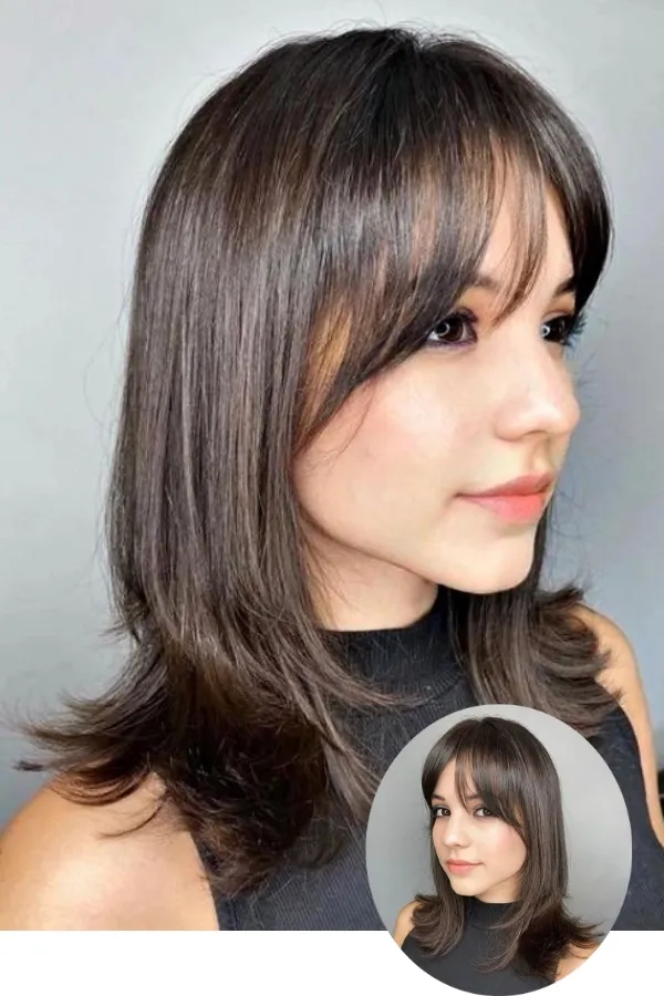 Franja Lateral Longa: O corte versátil que afina o rosto