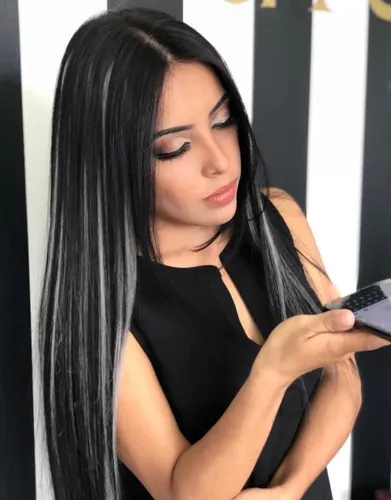 cabelo preto mechas branca