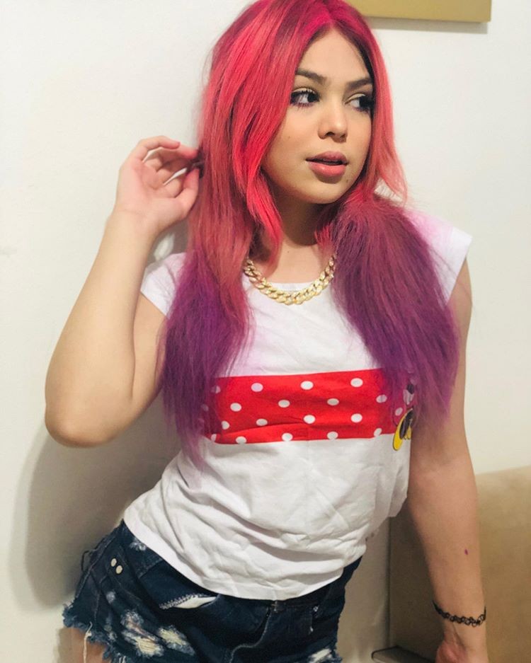 cabelo rosa e roxo