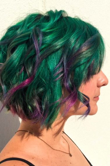 cabelo verde agua com roxo