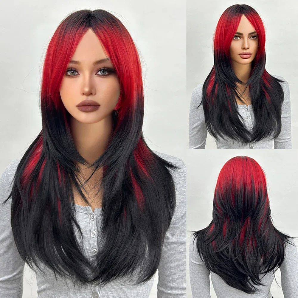 cabelo vermelho com mechas pretas